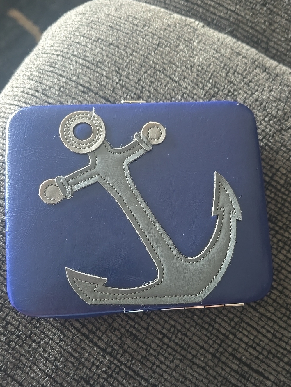 Navy Anchor Wallet Card Case - Blue